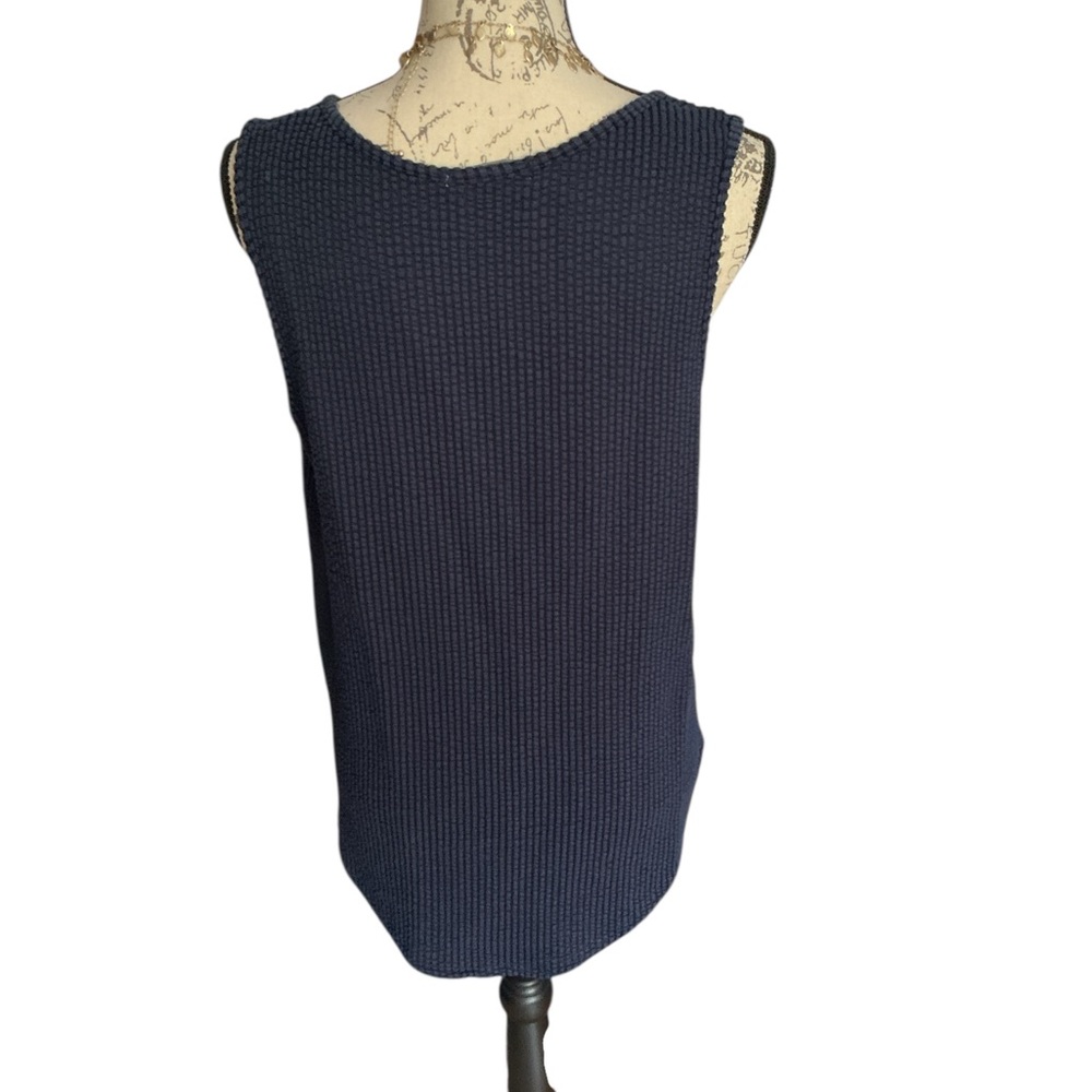 Green Envelope Navy Zip-Front Tank Top - Picture 3 of 5